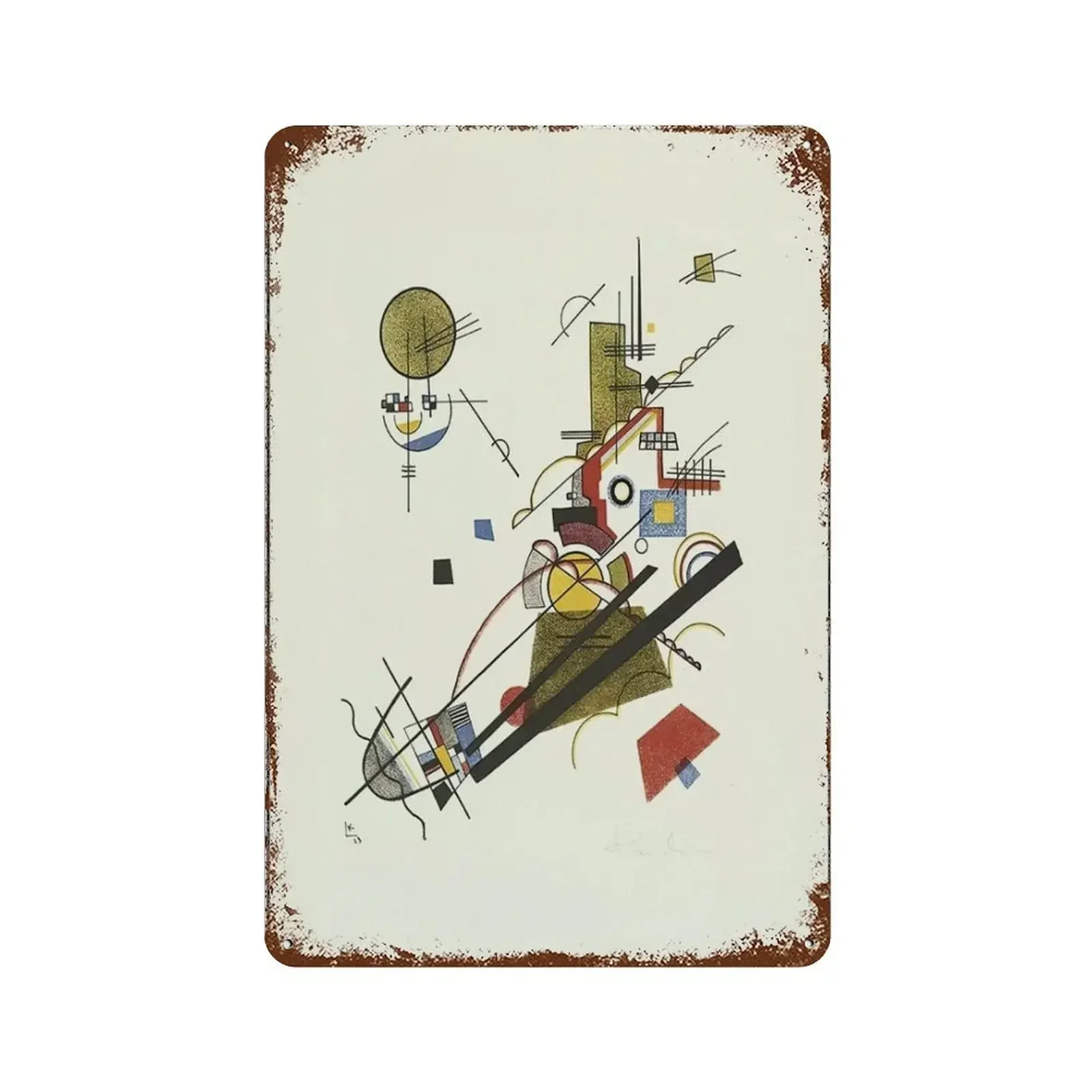 Wassily 금속 간판 칸딘스키 기하학적 벽 아트 포스터 장식, 현대 추상 스타일 주석 간판 그림, 바 거실
