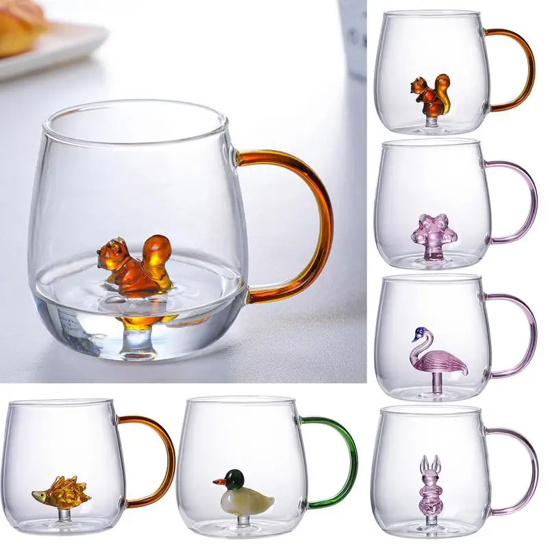 

380ml Animal Shape Drinking Glass Heat Resistant 3D Borosilicate Glass Cups Multi Use Water Glass Mug Cold Drink Tea Coffee Cups