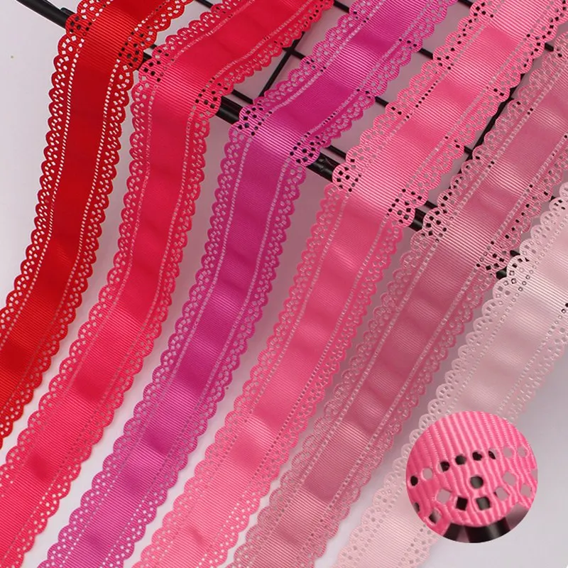 38mm Plain Colour Hollow Lace Grosgrain Ribbon Welcome Colors