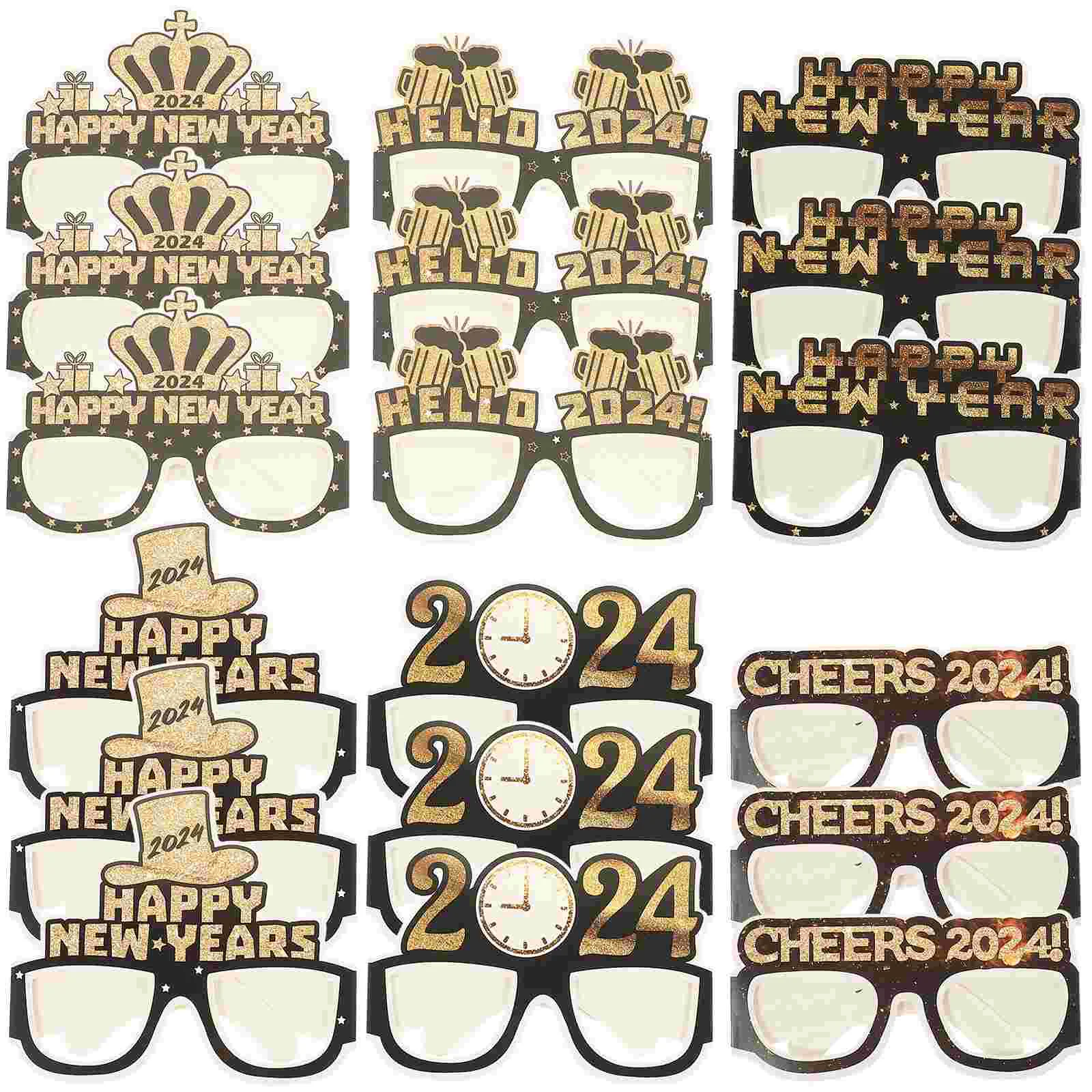 

18pcs 2024 New Year Eyeglasses Lightweight Party Glasses Celebration Party Favors