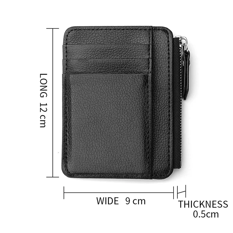 Slim Wallet Purse PU Leather Women Men Card Holder Unisex Zipper Business Card Case Credit Mini Bank Cards Holder