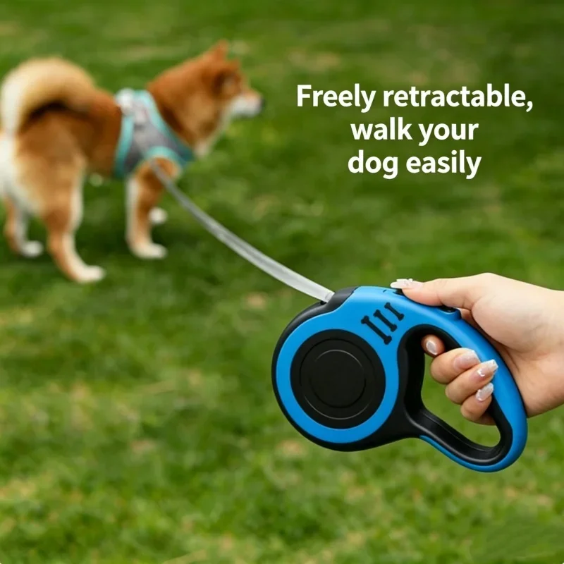 Heavy Duty Retractable Dog Leash with Anti-Slip Handle and One-Button Lock