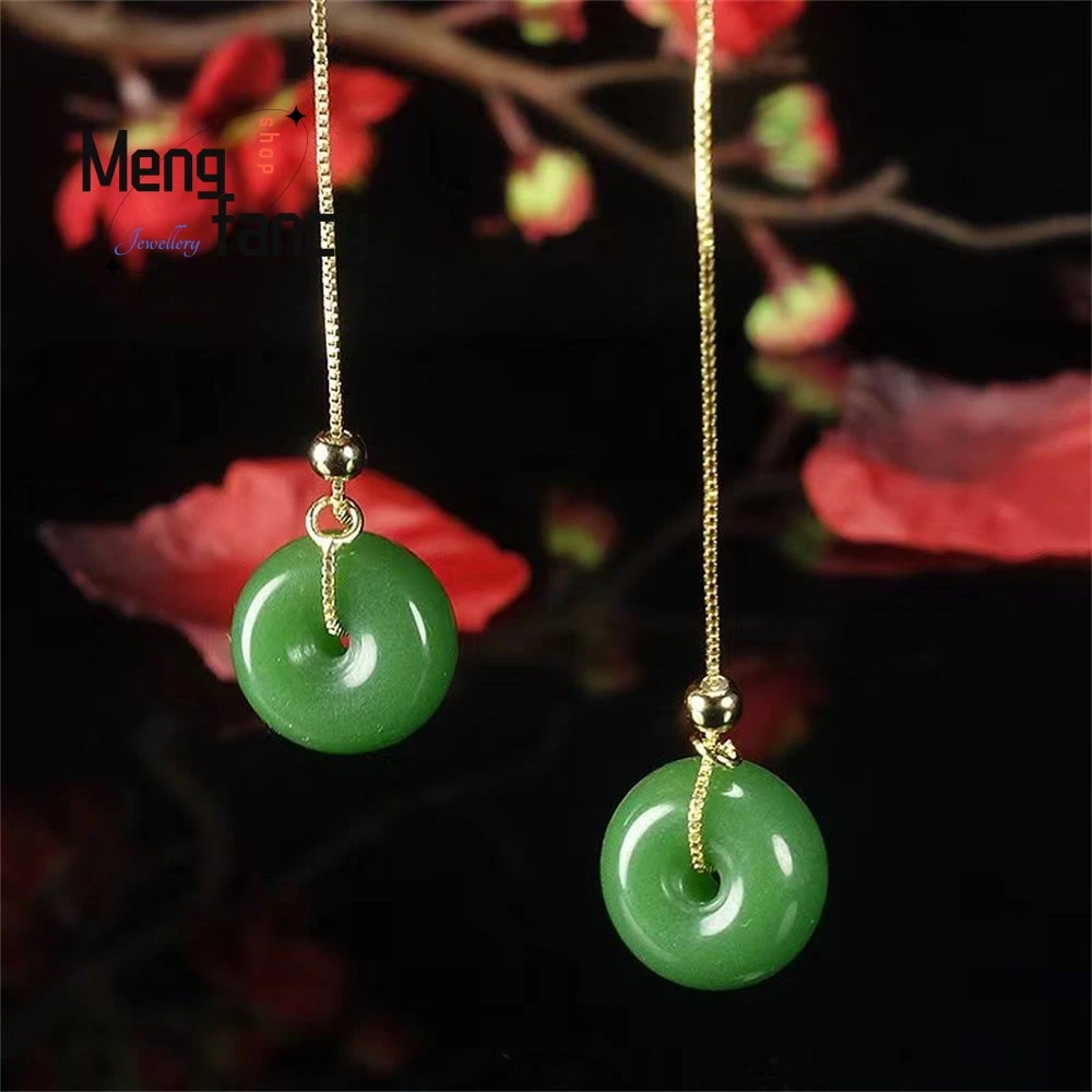 

Natural Hetian White Jade Jasper Earrings Charms Fashion Fine Jewelry 925 Silver Sexy Young Girls Luxury Creative Holiday Gifts