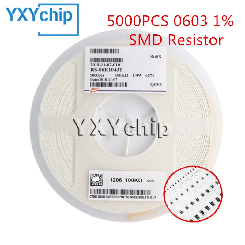 

5000pcs 1% 0603 SMD resistor 0R ~ 10M 1/10W 0.1 1 10 47 100 150 220 330 ohm 1K 2.2K 10K 100K 1R 10R 100R 150R 220R 330R 470R 1M