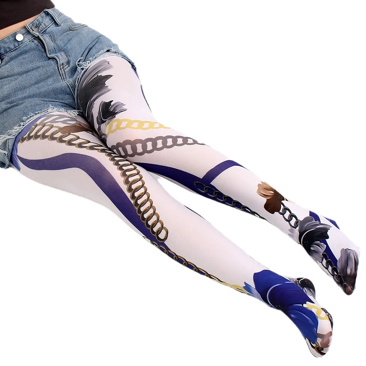 Graffiti bedruckte Strumpfhose für Frauen Tarnung Gitter nahtlose Strumpfhosen weibliche sexy Stretch lange Socken mehrfarbige Strümpfe neu – Detail 12