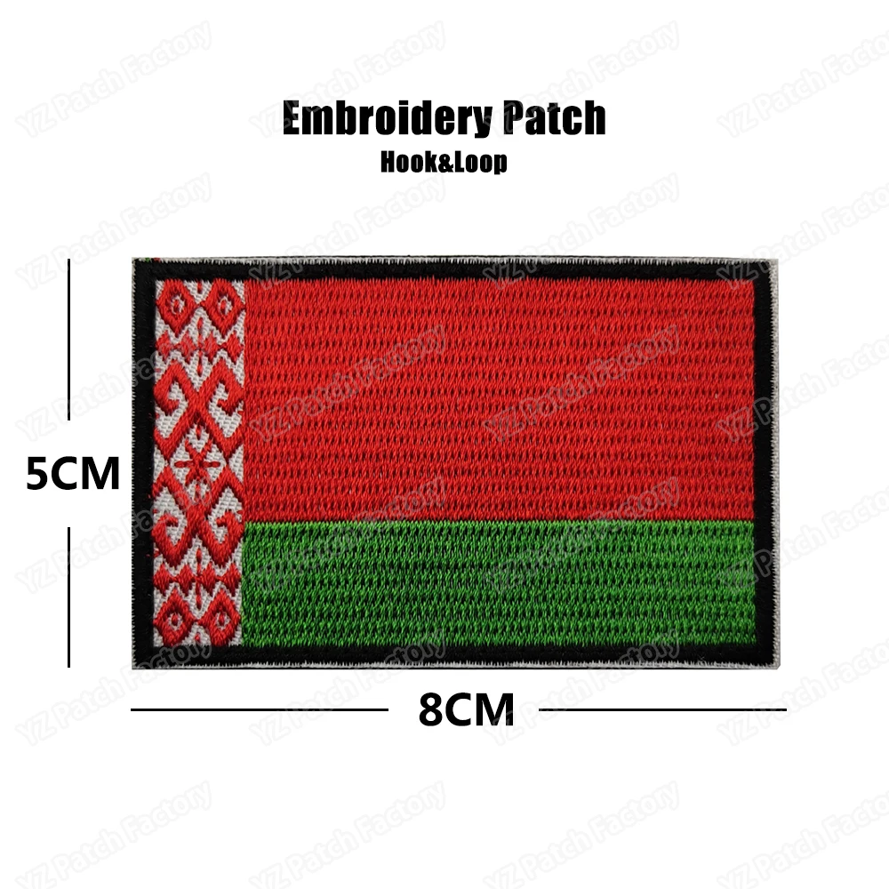 Zippers 1PCS Full Embroidery Belarus Chechnya Flag Patch Backpack Bag Jacket Armband Badge Hook and Loop Double Side 8cm * 5 cm DIY Craft Supplies Fabric & Sewing Supplies