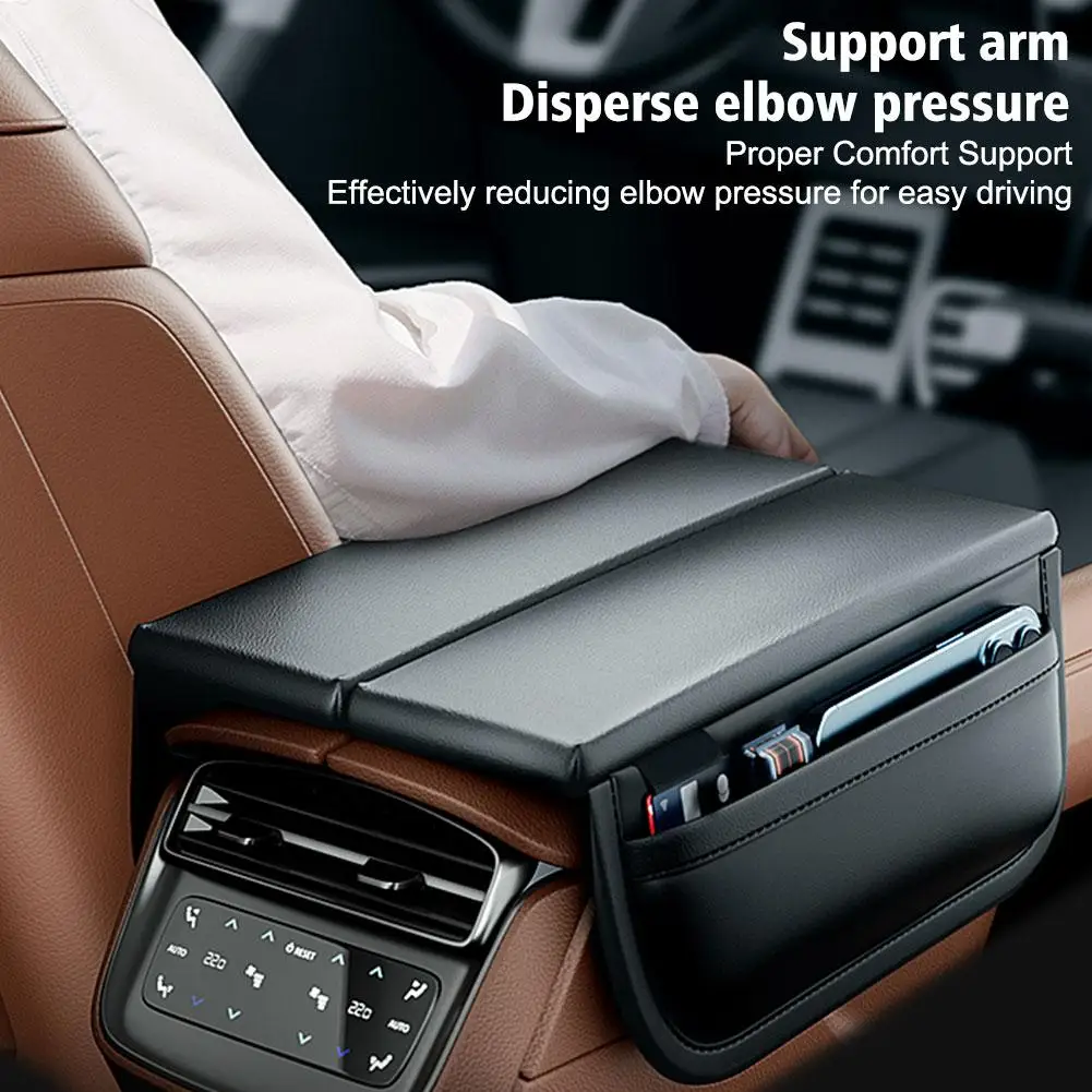 자동차 팔걸이 박스 높이 패드 범용 가죽 팔걸이 쿠션, 포켓 중앙 메모리 코튼 팔꿈치 지지대 팔걸이 보관