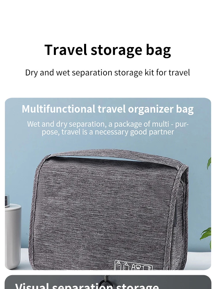 Description Picture 2 of itemFoldable Toiletry Bag Organizer Hanging Storage Bag Bathroom Makeup Bag Case Cosmetic Bag Travel Bag For Travel Business