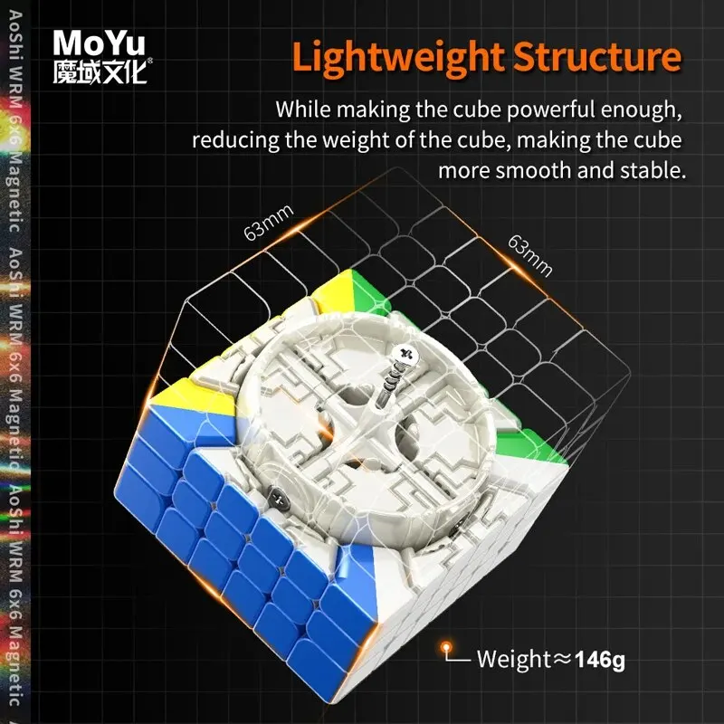 Moyu Aoshi WRM 6X6X6 Magnetic Magic Speed Cube Stickerless Professional Fidget Toys Aoshi 6x6 Cubo Magico Puzzle 3