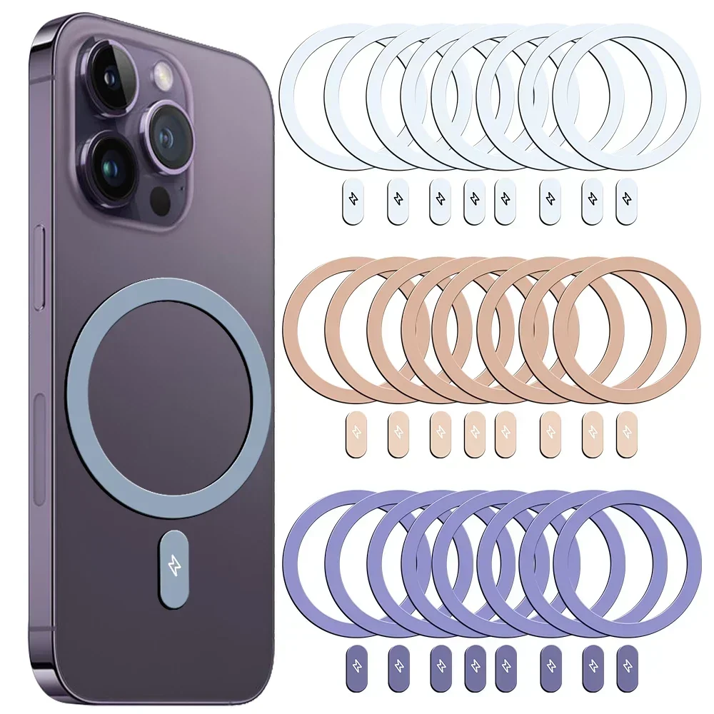 Metal Plate Ring Magnetic Charger Sticker Metal Rings Sticker Phone Adhesive Stickers Universal Metal Plate Ring Sticker Magsafe Magnetic Wireless Charger Iron Sheet Sticker Car Phone Holder IPhone 14 15 16