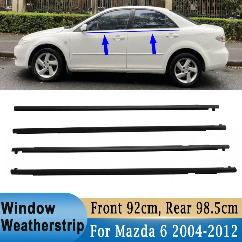 

4Pcs Window Weatherstrip Sealing Belts Trim For Mazda 6 2004-2012 Side Door Window Glass Sealing Strips Rubber Black