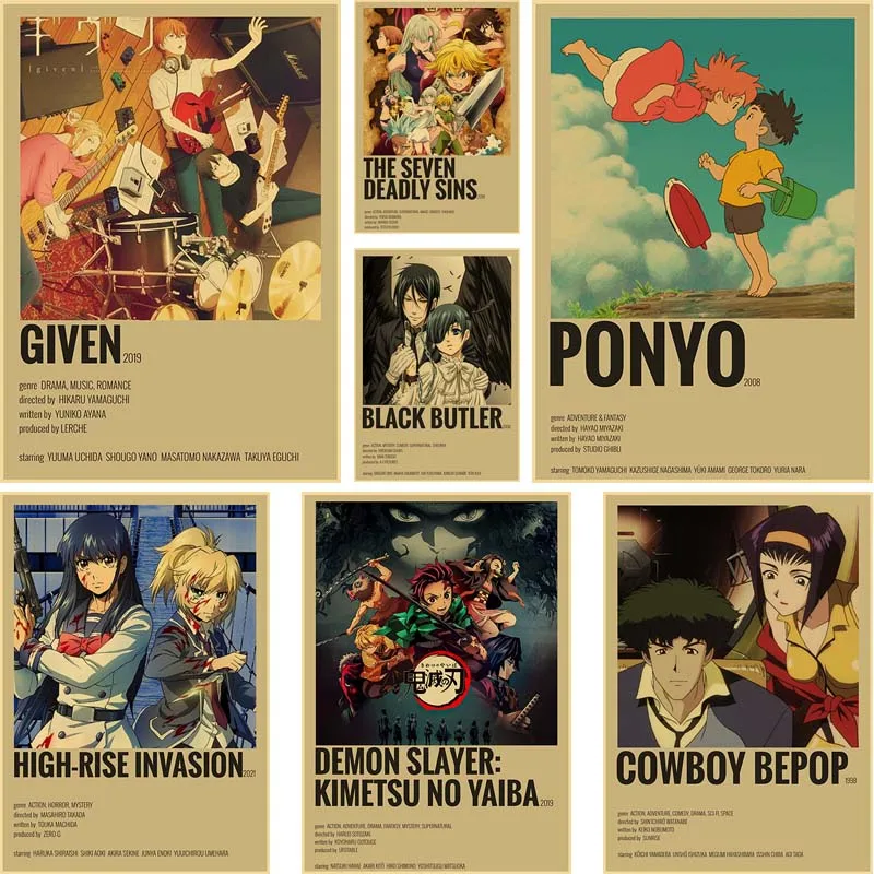 

Home Decoration Anime Pictures Vintage Cowboy Bepop Given Kraft Paper Posters and Prints Wall Stickers Living Room Decor Mural