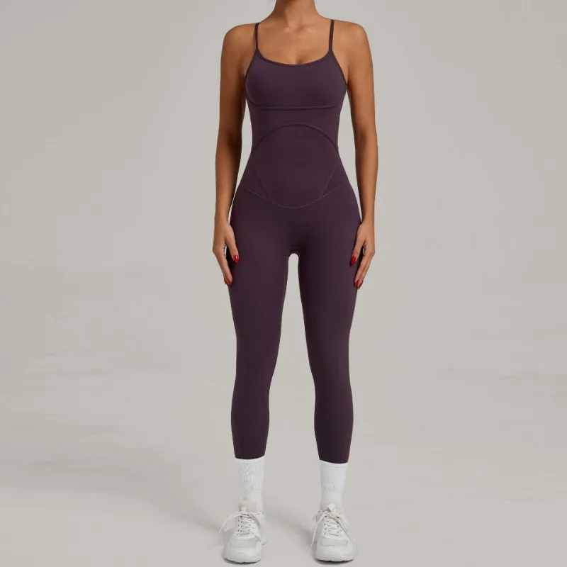 Yoga Set Fitness Jumpsuit Summer Sports Fitness Jumpsuit Cross Open Back Adjustable Shoulder Strap Hip Lift Tight Slim Fit Yoga Set Gym Running Sports kit