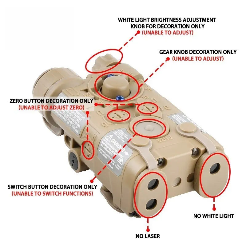 Airsoft Tactical NGAL Laser Dummy 16340 CR123A Battery Case NGAL Battery Box No Function Decorative Hunting Weapon Light