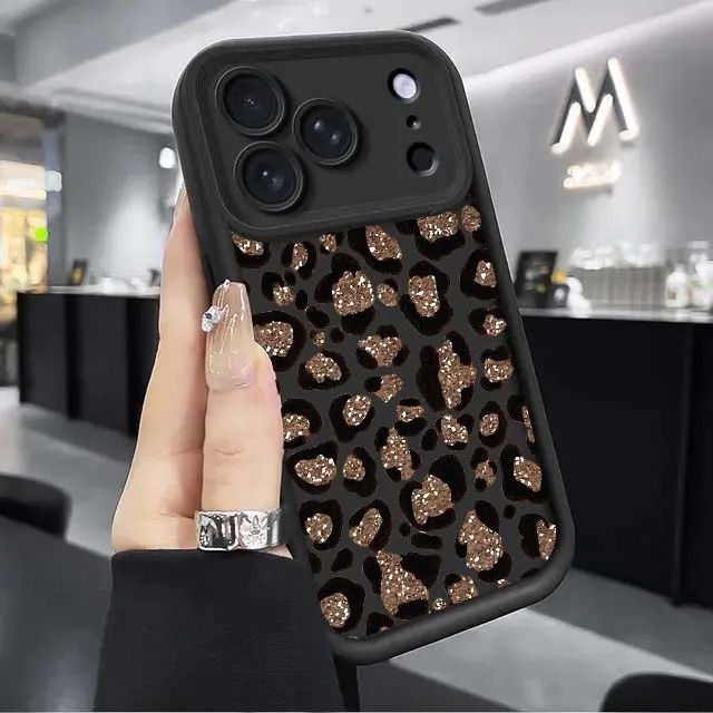 Luxury Glitter Golden Leopard Print Silicone Case