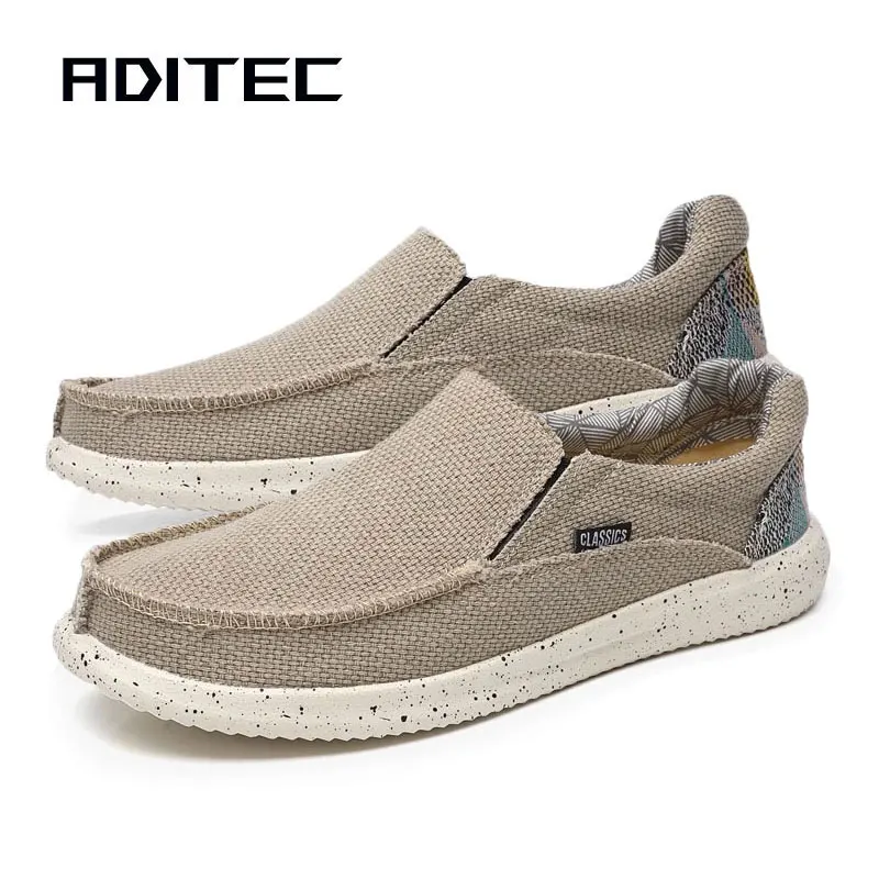 남성용 세련된 데님 슬립 온 로퍼, 통기성, 하루 종일 착용, 편안함, 경량 디자..