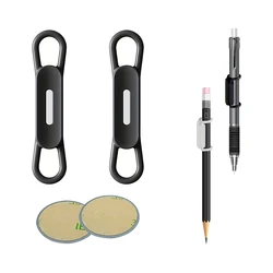 6 - Piece Silicone Magnetic Pen and Pencil Holder Set for Desk and Office Organization (2pcs Black)