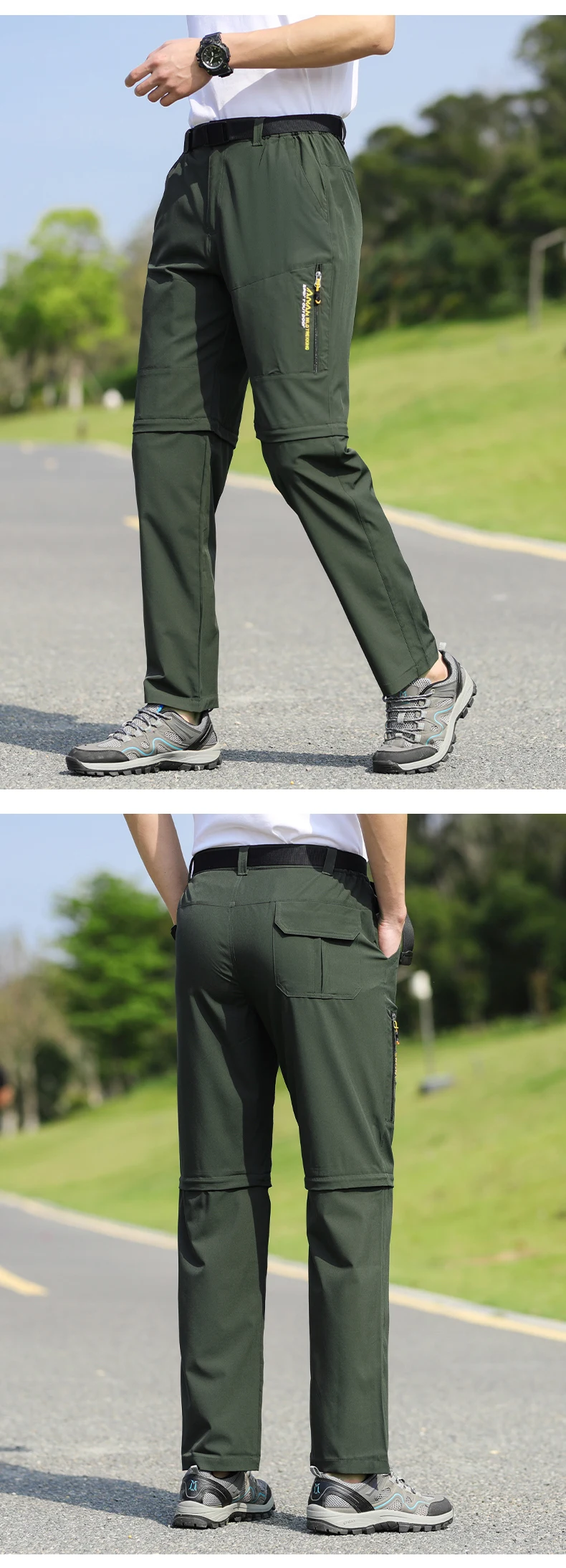 Men's Convertible Quick Dry Hiking Pants with Detachable Legs