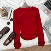 Ele Color Long Sve round Ne T-irt Women's Autumn Floral Emed Slim Fit Base Layer Top Commute Sle