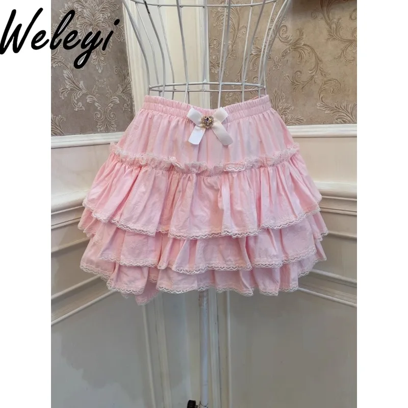 

Super Cute Princess Bowknot Base Shorts Summer New Sweet Loving Heart Puffy Cake Lace Stringy Selvedge Versatile Short Pantskirt