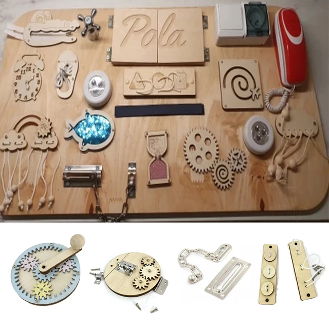 Kids Busy Board DIY Toys Basic Life Skill Training Montessori Educational Lock Cognition Activity Accessorie Material Learning 2