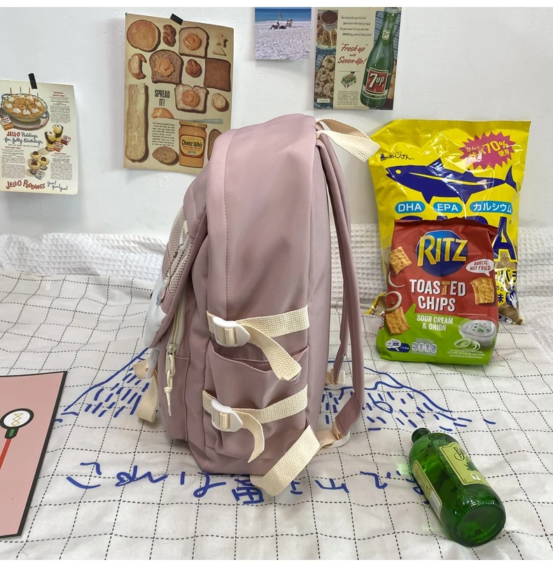 DCIMOR New Nylon Women Backpack Female Mesh Pocket Travel Bag Lady Fashion Schoolbag for Girl Student Preppy Book Pack Kawaii