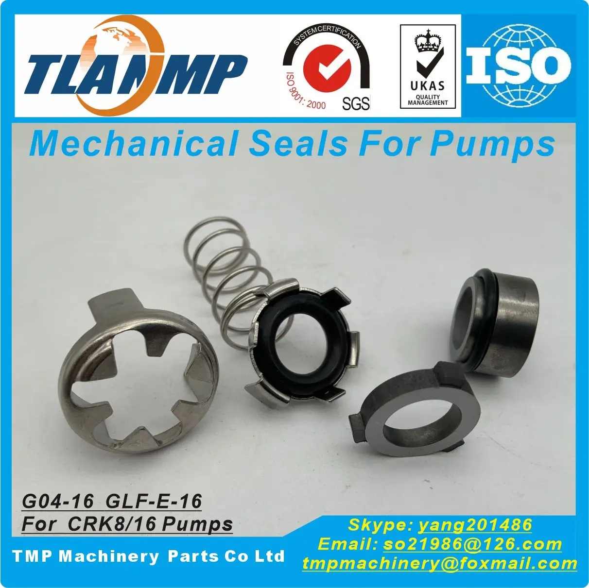 G04-16 , GLF-E-16 , G4-16 , CRK-16 Mechanical Seals For Shaft Size 16mm Pumps (CRK8,CRK16) CRK8/16AUUV CRK8/16 CRN8/16