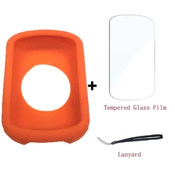 Enhanced Silicone Case Bundle: Includes Protective Case, Tempered Glass Screen Protector, and Lanyard - Edge 1040 1040Solar (Orange)