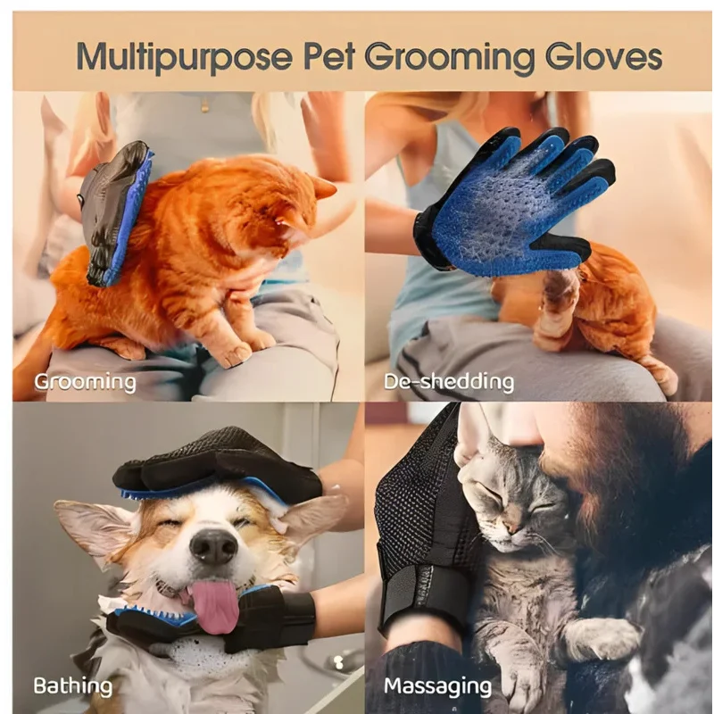Pet Hair Grooming & Massage Glove Brush