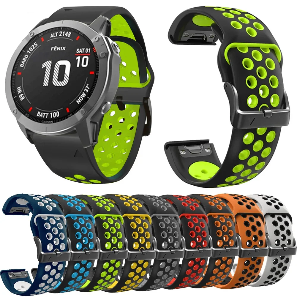 Two-Tone Sports Silicone Quick Release Watch Strap - 22/26mm Adjustable Wristband Bracelet