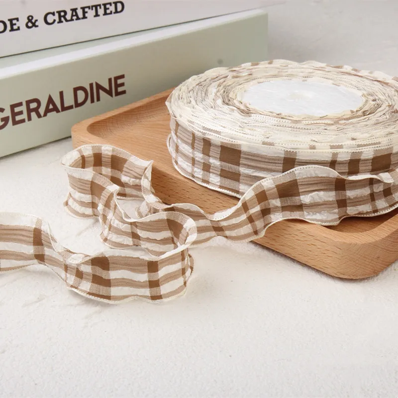 Plaid Wavy Edge Lace Cotton Ribbon