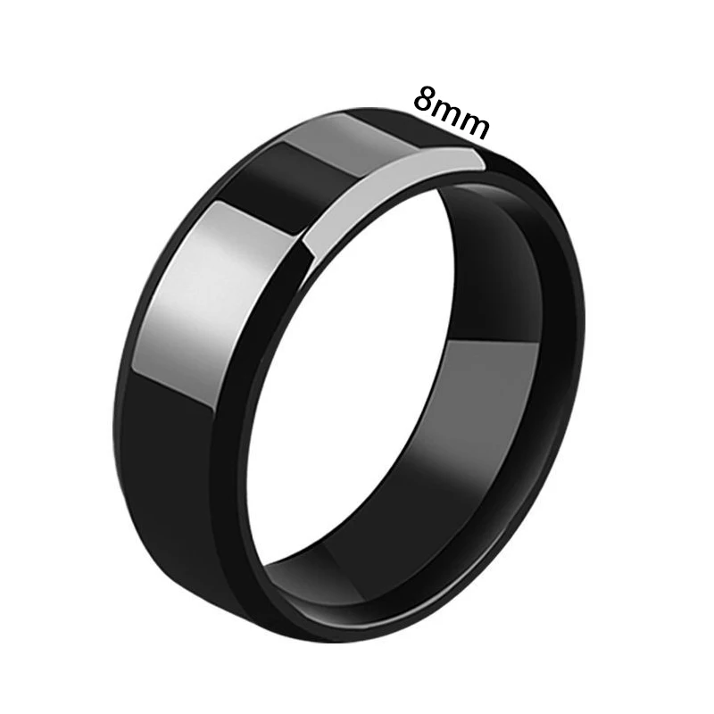 2024 Punk 8mm Stainless Steel Women Men Rings Smooth Surface Finger Rings Wedding Party Versatile Fashion Jewelry Accessories 4