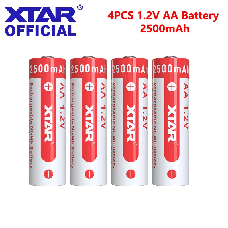 

XTAR 4PCS AA 1.2V 2500mAh Battery Ni-MH Rechargeable Battery For Toy Remote Control Rechargeable Batteries AA 1.2V Battery