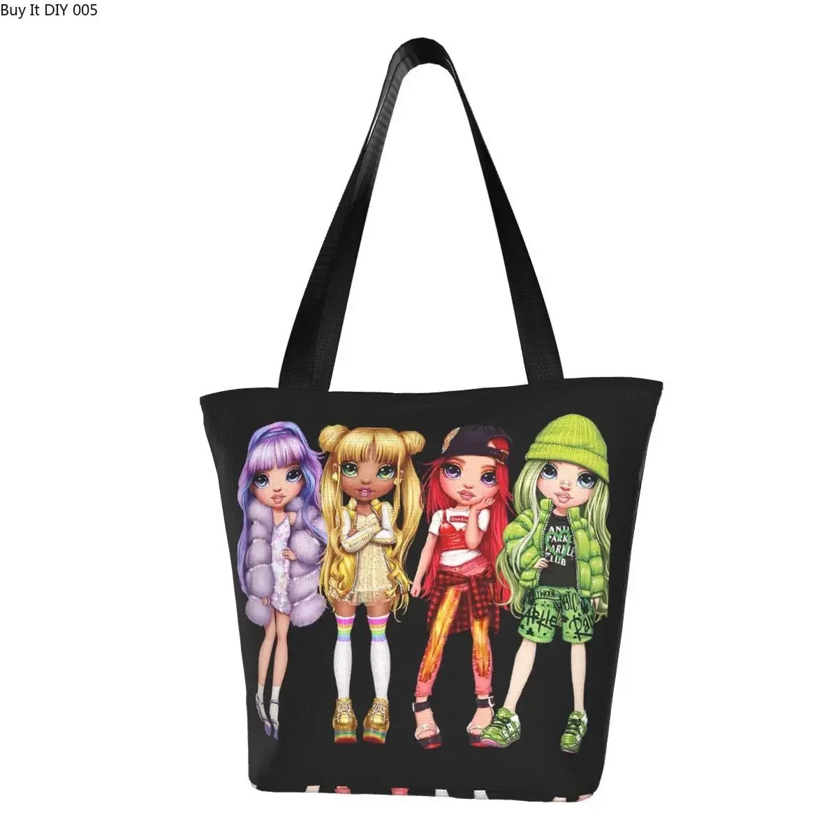 

Сумка-тоут для покупок Rainbow High для женщин, забавная холщовая мультяшная аниме сумка на плечо, вместительная сумочка