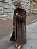 Women's Luxury Soft Thicken Warm Hairy Faux Fox Fur Coat Fashion Oversized Brown Long Sleeve Fluffy Jacket 2024 Lady Streetwear 3