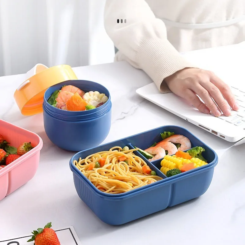 Lunch Box For Adults and Student 3 Grids Leakproof Microwaveable Seal Bento Box With Fork Spoon and Knife 1100ML bento lunch box food lunch box lunch box