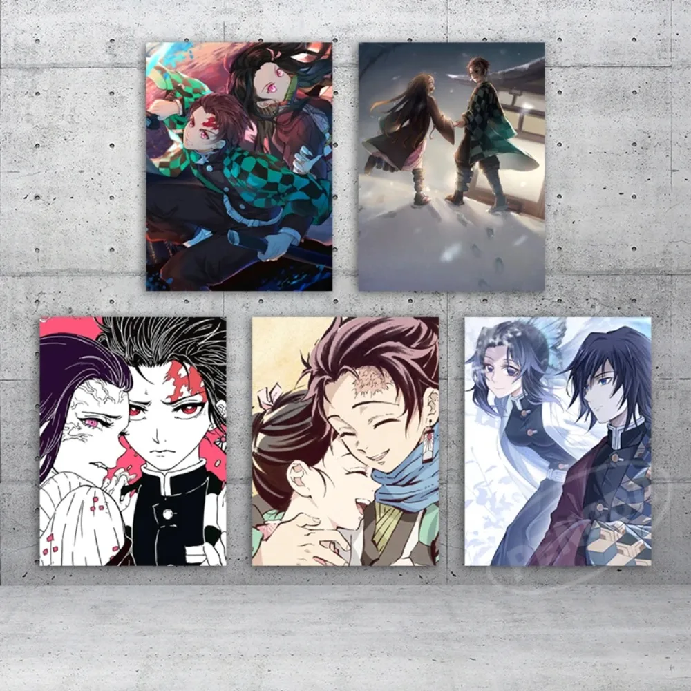 

Настенное искусство аниме домашний декор убийца демонов парная интерьерная декоративная живопись HD Печать Современные плакаты холст картина для детей подарок