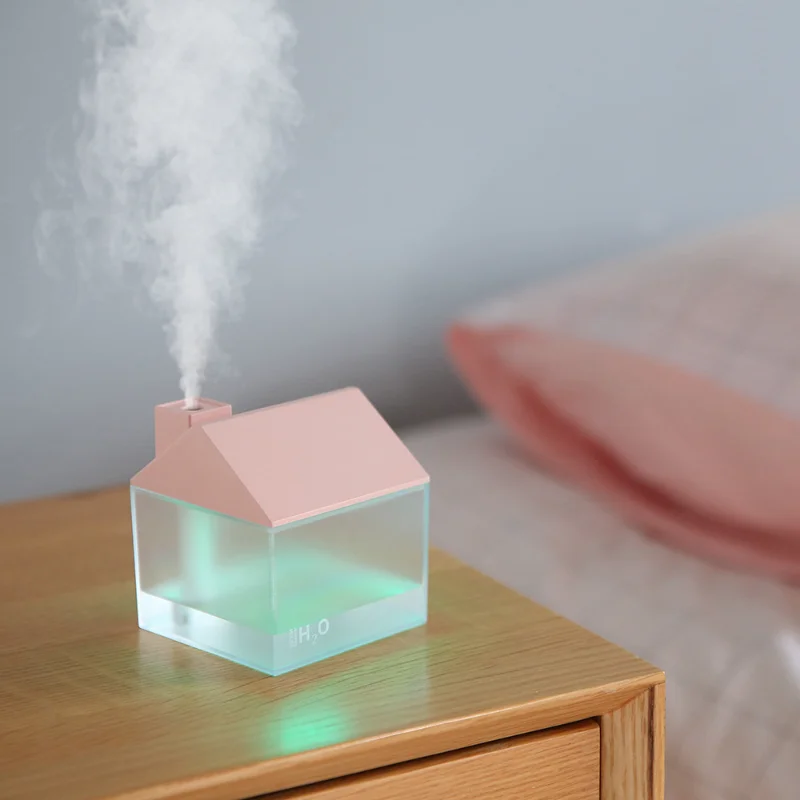 Portable 250 ML 3 In 1 House Shape Humidifier USB Ultrasonic Colorful Night Light Cool Mist Maker Air Humidifier Car Diffuser