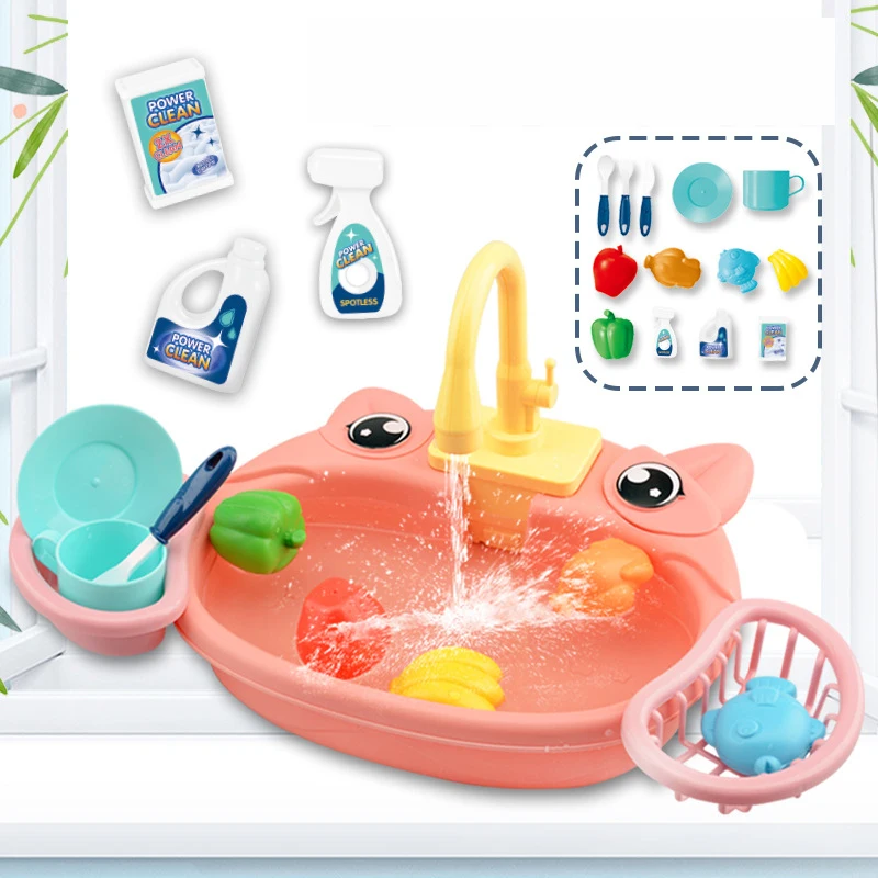 Kids Pretend Play Kitchen Sink & Dishwasher Toy Set