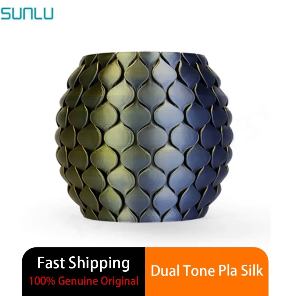 SUNLU 실크 PLA 플러스 필라멘트 1.75mm 1KG 듀얼톤 샤이니 스무스 고강도 재사용 가능 스풀 (FDM 3D 프린터용)