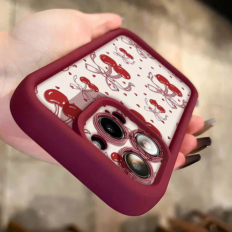 عيد الحب جديد عصري ريترو القلب الكرز نمط لينة حافظ...