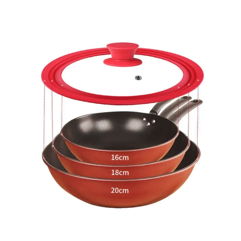 Description Picture 3 of itemUniversal Round Pot Lid for Pots Pans Cookware Tempered Glass Lid for Skillets with Silicone Rim Replacement Lid for Frying Pan
