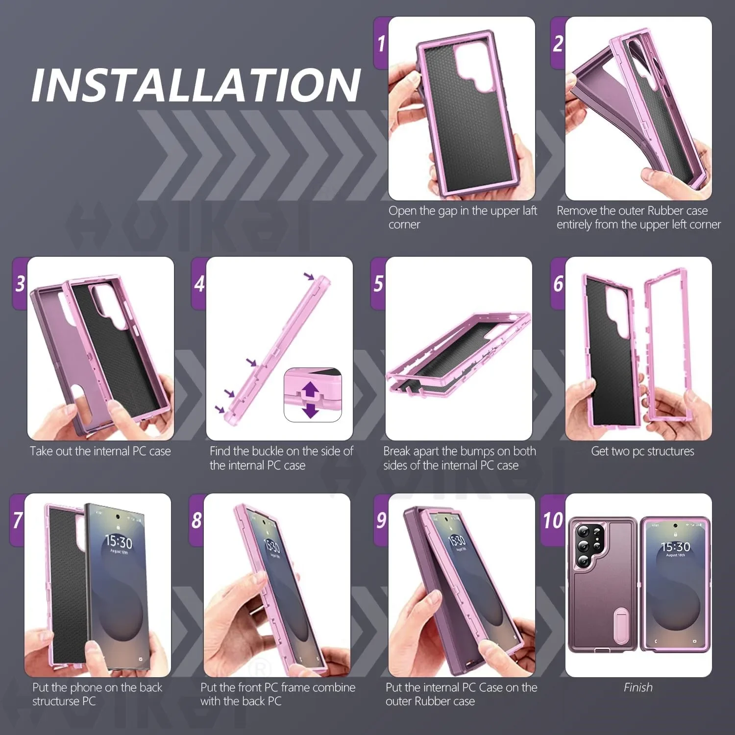 Case For Samsung Galaxy S25 Ultra S25 Plus S24 Ultra  Full Body 3 in 1 Shockproof Heavy Duty Anti-Scratch Rugged Kickstand Cover 6
