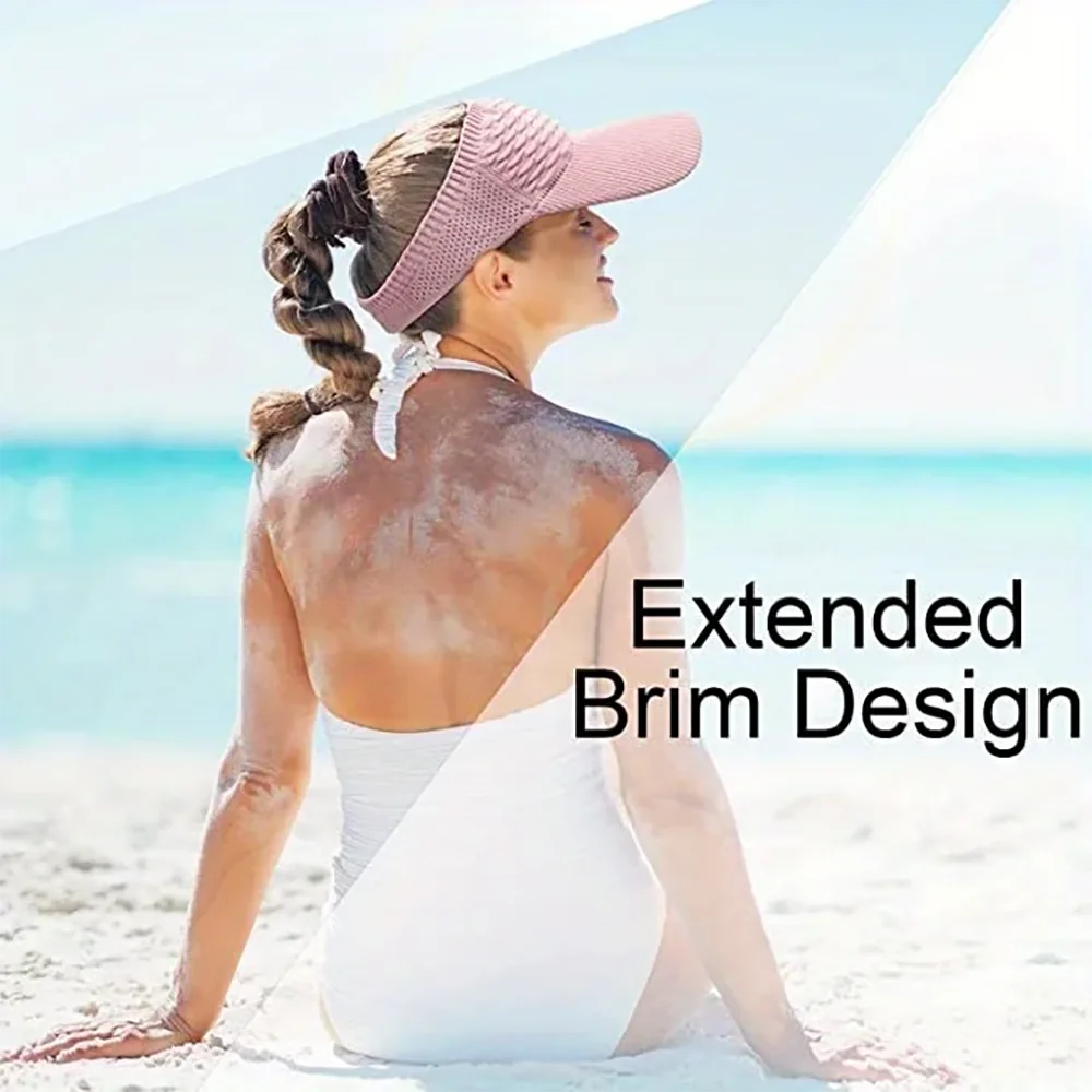 Women Sun Hat Anti-UV Breathable Adjustable Visor Caps For Tennis Golf Running Travel Beach