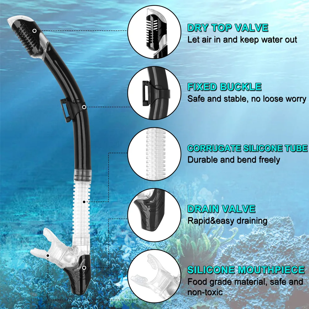 Scuba Diving Mask Snorkel Set For Adults Tempered Glass Professional Panoramic Snorkeling Gear Swimming Training Snorkel Kit 3