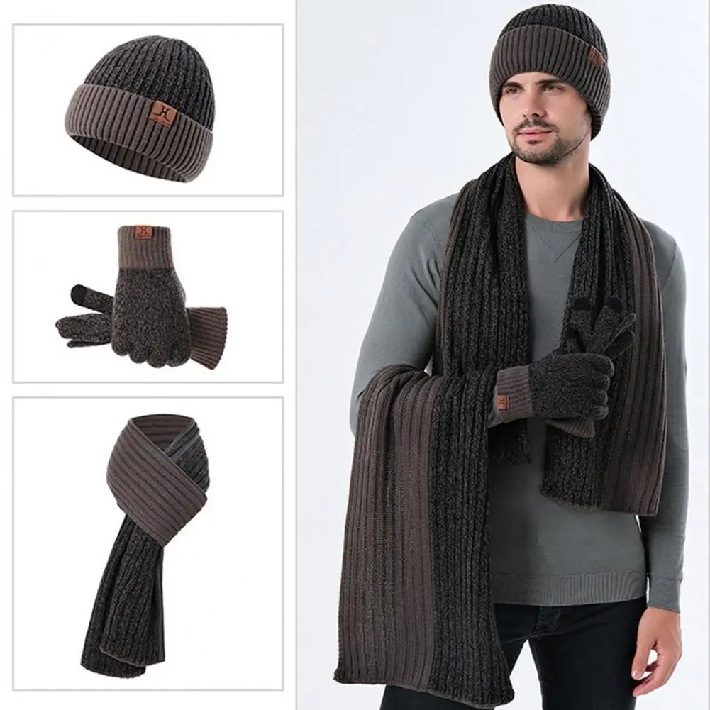 

Winter Hat Super Soft Winter Beanie Hat Scarf Glove Set Windproof Fleece Lined Knit Hat Long Scarf Warm Gloves for Weather Long