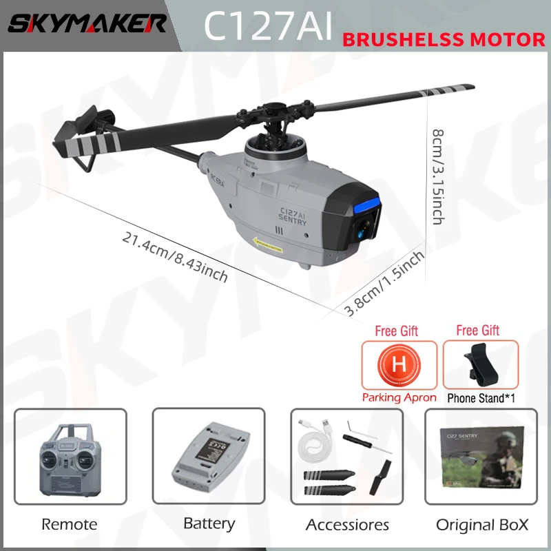 C127ai-ヘリコプターc127 c128 pro,wifi付きrcヘリコプター,fpv,4ch 6