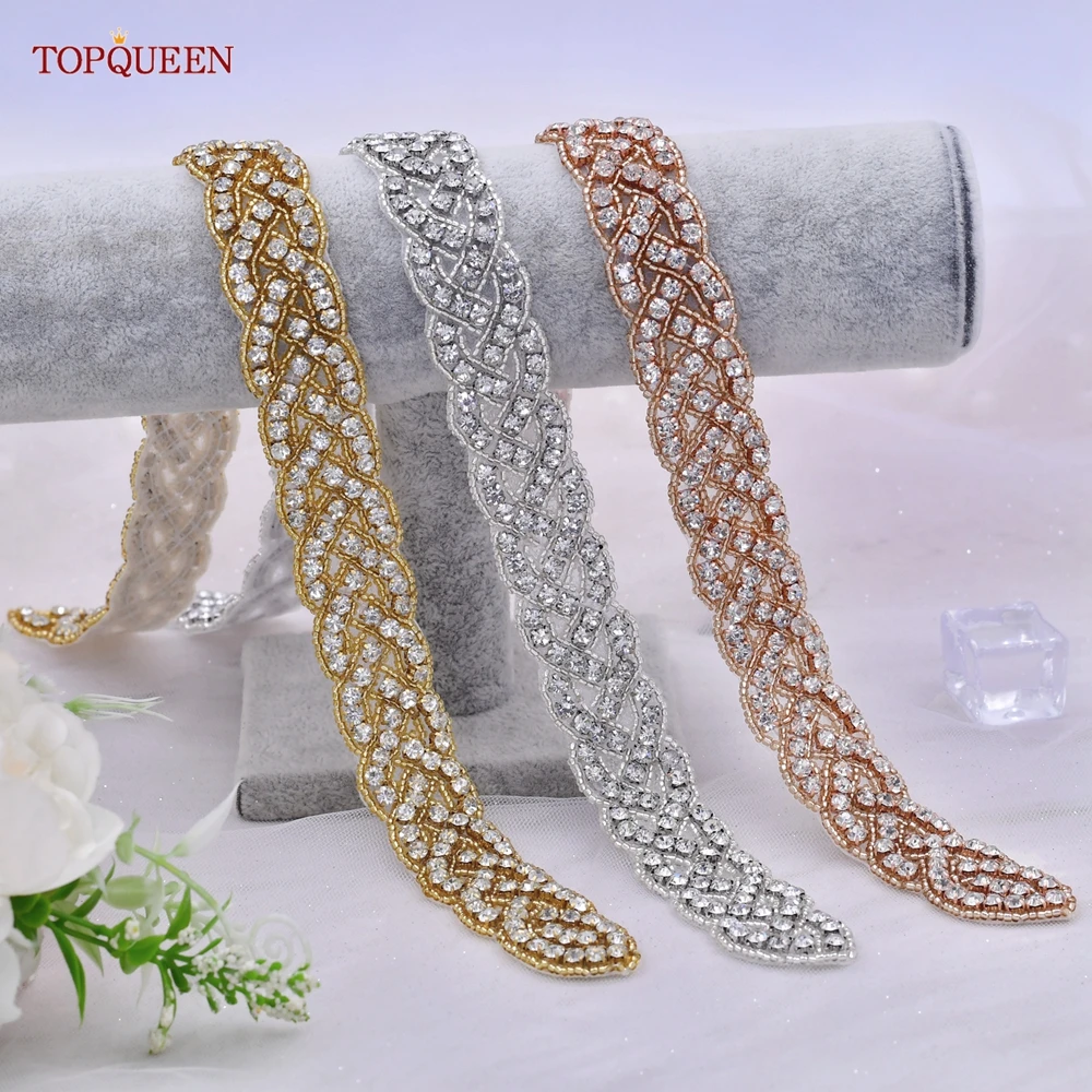 Bridal Waistband Wedding Belt Sash Bridal Rose Gold Rhinestone Applique