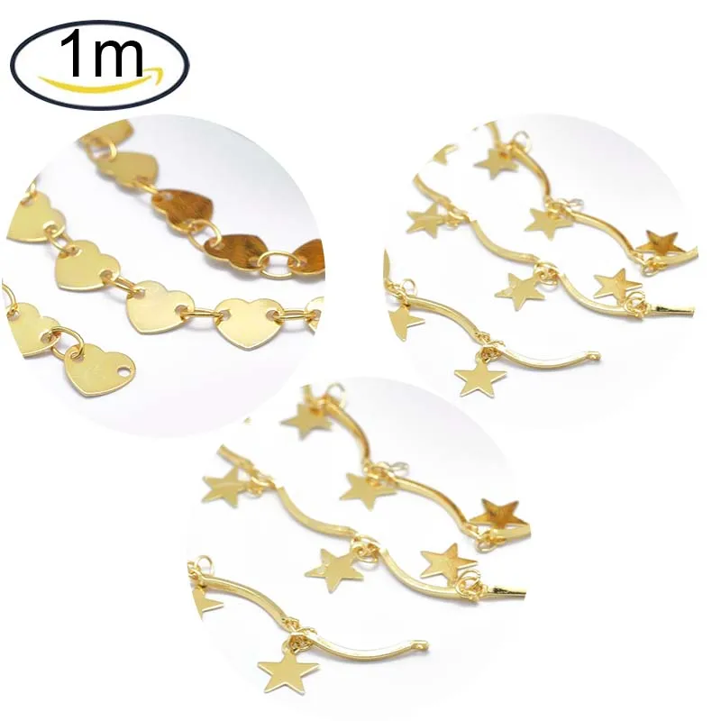 

Цепочки с латунными звеньями для маски, 1 м, долговечное покрытие, сердечко, без свинца и кадмия, спаянные, настоящее позолоченное 18 К, 6,5x5,5x0,1 ...