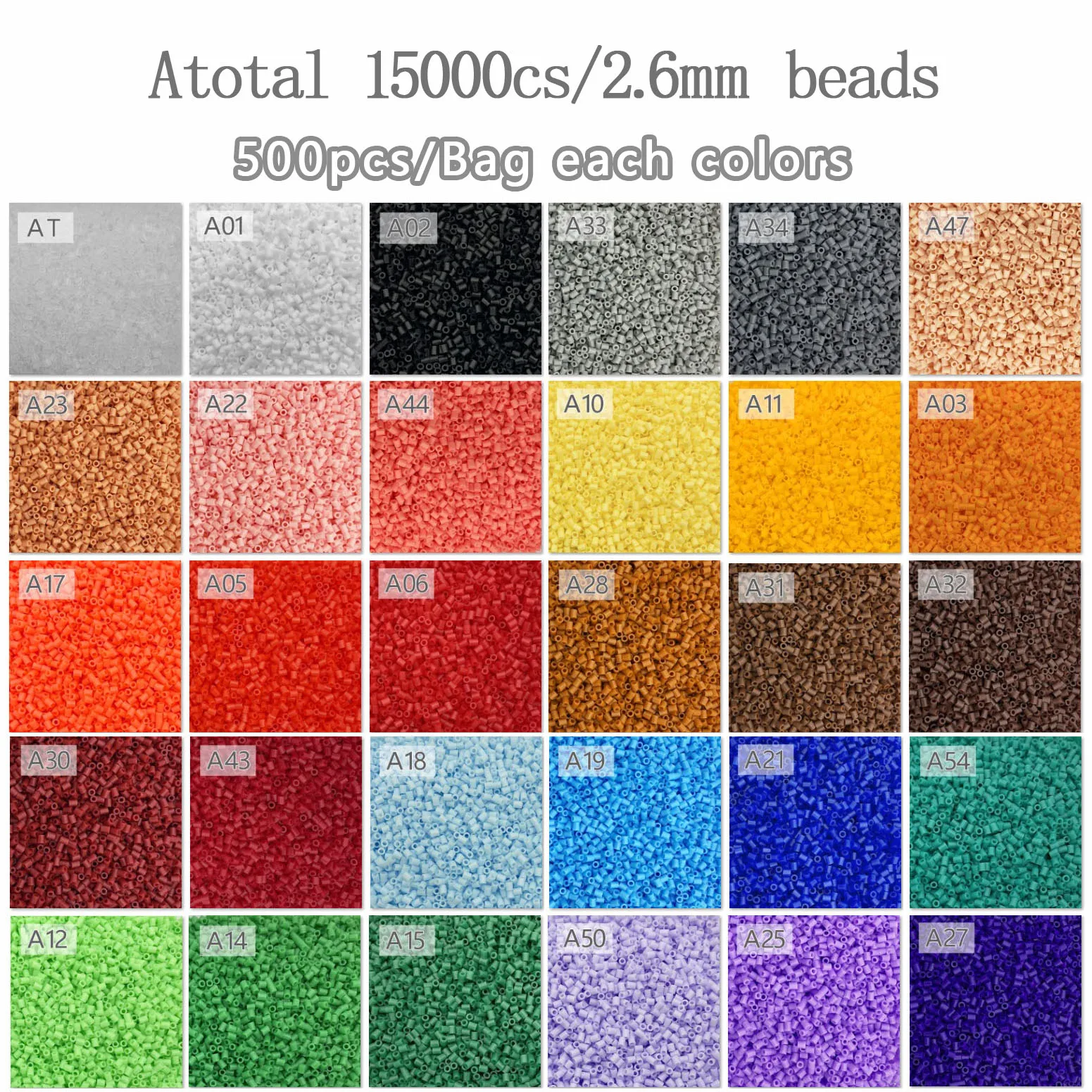 10000pcs 2.6mm mini Perler Iron beads hama beads kids DIY colormixing white  black color fuse beads learning toys for children